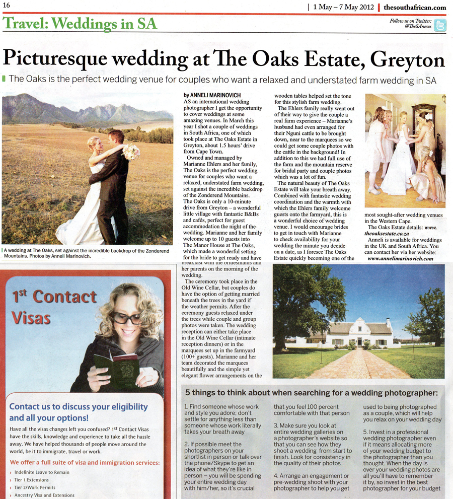 The South African Oaks Estate Article